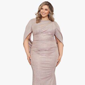 NEW - BETSY & ADAM - PLUS Celine Boat Neck Crinkle Gown - Size 18W
